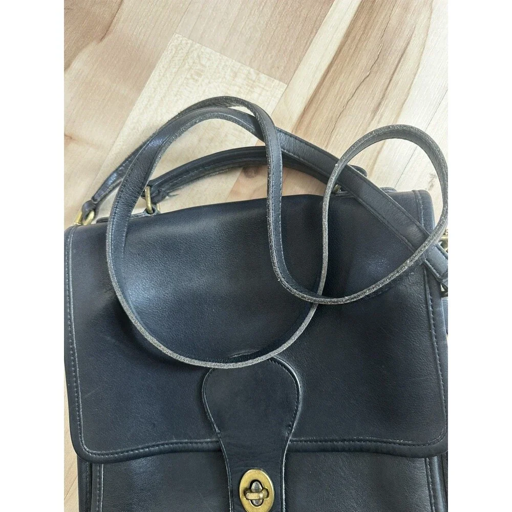 Vintage 90s COACH   Willis Black Satchel Purse w/ Gold Hardware